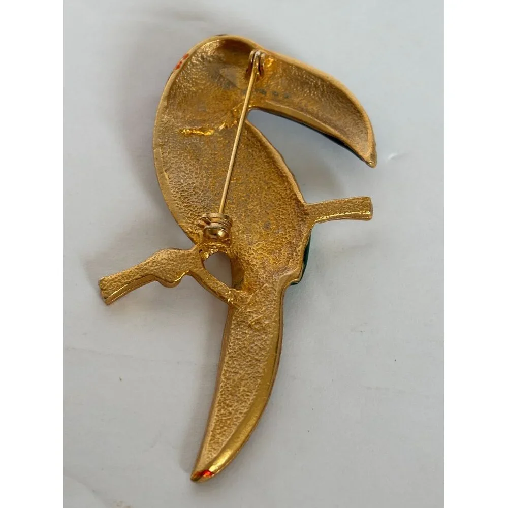 Amanda Smith Brooch Pin Toucan Bird Rhinestone Cruise Tropical Jewelry 3 Inch - Picture 4 of 7